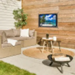 Tropisch strandzicht tuinposter los doek klein -sfeer4