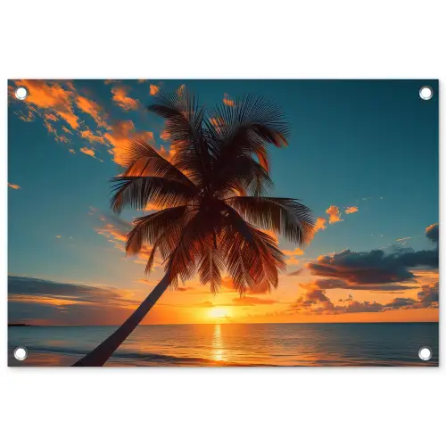 Tropische Droomzonsondergang tuinposter los doek klein -3d
