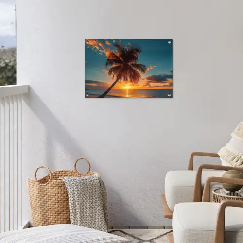 Tropische Droomzonsondergang tuinposter los doek klein -sfeer8