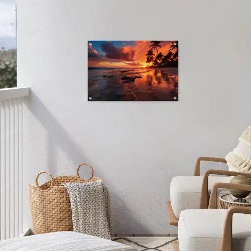 Tropische Zonsondergang tuinposter los doek klein -sfeer8