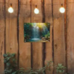 Tropische Waterval in Zonlicht tuinposter los doek klein -sfeer1