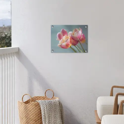 Tulpen - Roze - Stelen tuinposter los doek klein -sfeer8