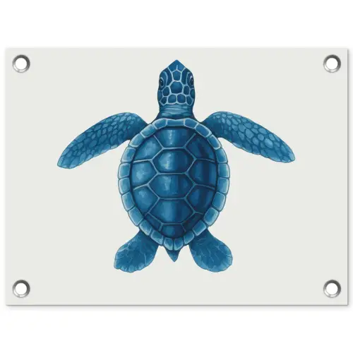 Schildpad - Blauw - Schild tuinposter los doek klein -3d