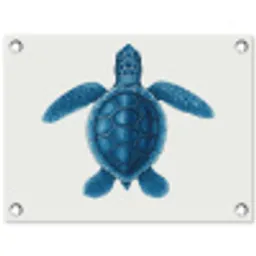 Schildpad - Blauw - Schild tuinposter los doek klein -3d