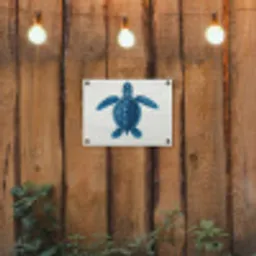Schildpad - Blauw - Schild tuinposter los doek klein -sfeer1