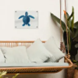 Schildpad - Blauw - Schild tuinposter los doek klein -sfeer7