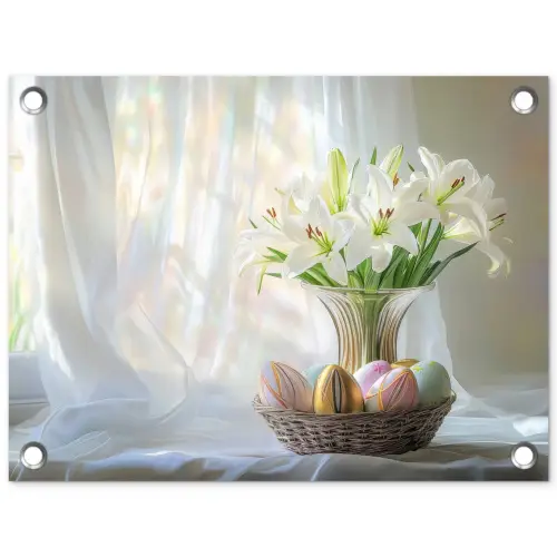 Vaas - Eieren - Bloemen tuinposter los doek klein -3d