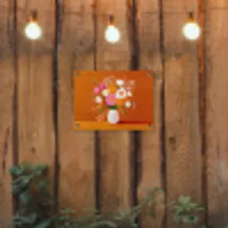 Vaas - Bloemen - Oranje tuinposter los doek klein -sfeer1