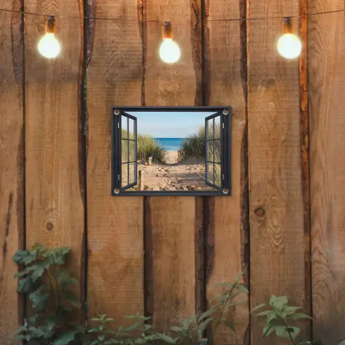 Uitzicht op Strand tuinposter los doek klein -sfeer1