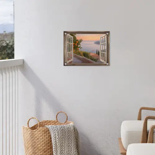 Doorkijk - Uitzicht - Meer - Landschap tuinposter los doek klein -sfeer8