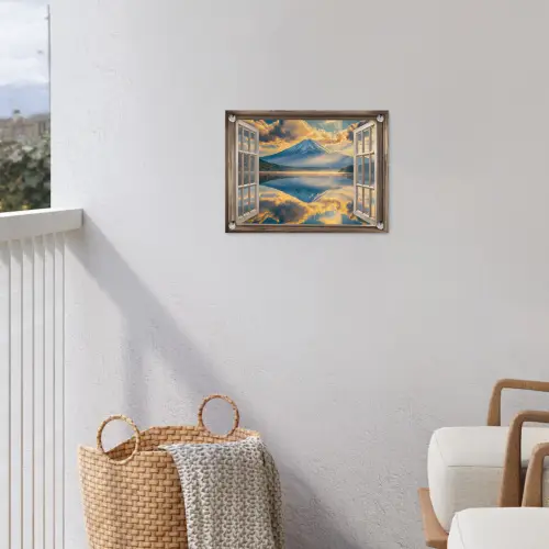Doorkijk - Landschap - Bergen - Uitzicht - Raam tuinposter los doek klein -sfeer8