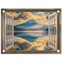 Doorkijk - Landschap - Bergen - Uitzicht - Raam tuinposter los doek klein -3d