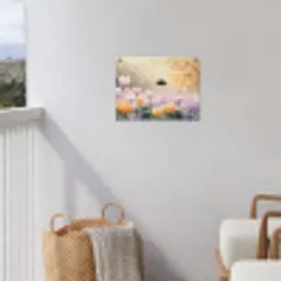 Viooltjes - bij - Zonlicht tuinposter los doek klein -sfeer8
