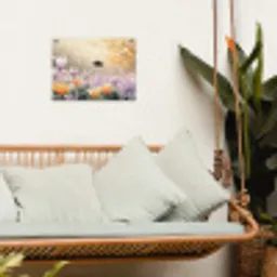 Viooltjes - bij - Zonlicht tuinposter los doek klein -sfeer7