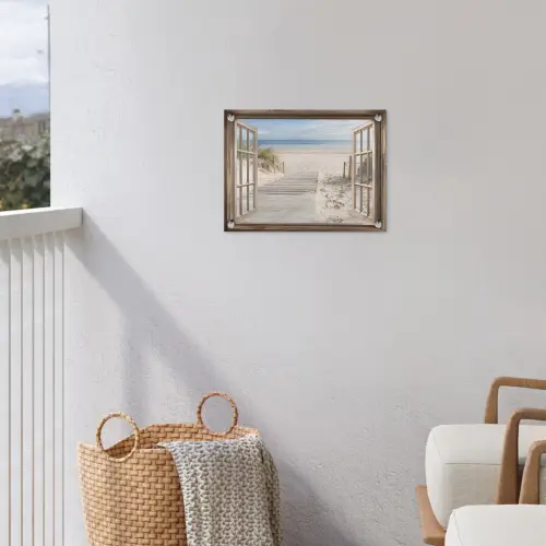 Doorkijk - Strand - Duinen - Pad - Landschap tuinposter los doek klein -sfeer8