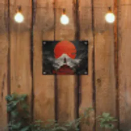 Krijger - Rode trappen - Zon - Berg tuinposter los doek klein -sfeer1