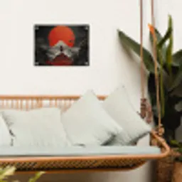 Krijger - Rode trappen - Zon - Berg tuinposter los doek klein -sfeer7