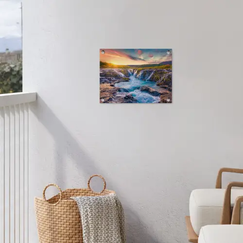 Watervallen in de Ochtendgloren tuinposter los doek klein -sfeer8