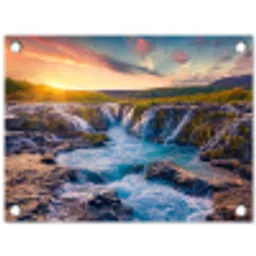 Watervallen in de Ochtendgloren tuinposter los doek klein -3d