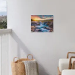 Watervallen in de Ochtendgloren tuinposter los doek klein -sfeer8