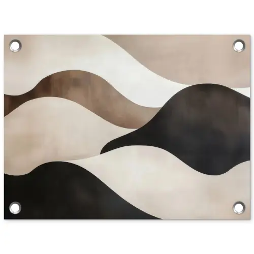 Golven - Abstract - Beige tuinposter los doek klein -3d