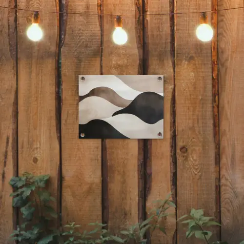 Golven - Abstract - Beige tuinposter los doek klein -sfeer1