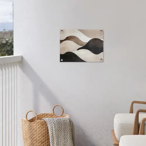 Golven - Abstract - Beige tuinposter los doek klein -sfeer8