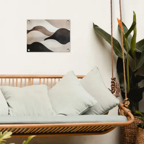 Golven - Abstract - Beige tuinposter los doek klein -sfeer7