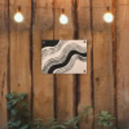 Golven - Zwart - Zandkleur tuinposter los doek klein -sfeer1