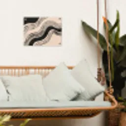 Golven - Zwart - Zandkleur tuinposter los doek klein -sfeer7