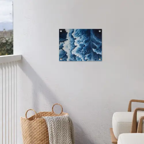 Golven - Blauw - Schuim tuinposter los doek klein -sfeer8