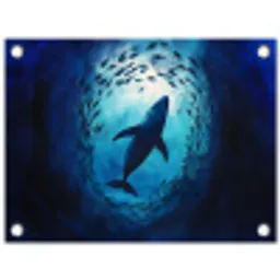 Walvis - Vissen - Donkerblauw tuinposter los doek klein -3d