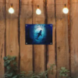 Walvis - Vissen - Donkerblauw tuinposter los doek klein -sfeer1