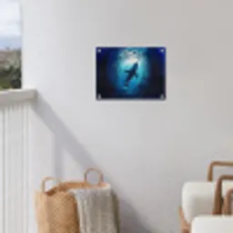 Walvis - Vissen - Donkerblauw tuinposter los doek klein -sfeer8