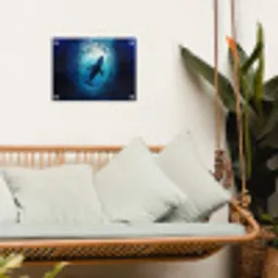 Walvis - Vissen - Donkerblauw tuinposter los doek klein -sfeer7