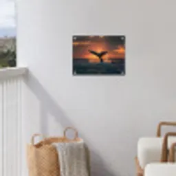 Walvis staart - Water - Zonsondergang tuinposter los doek klein -sfeer8