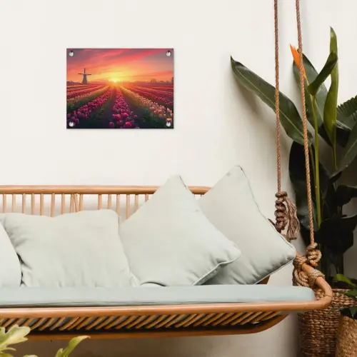 Windmolen - Zonsondergang - Landschap tuinposter los doek klein -sfeer7