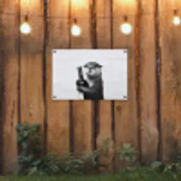 Wijnfles - Otter - Zwart tuinposter los doek klein -sfeer1