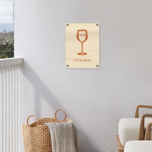 Wijn - Zomer - Quote - Oranje tuinposter los doek klein -sfeer8
