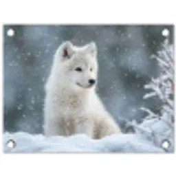 Wolf - Pup - Sneeuw tuinposter los doek klein -3d