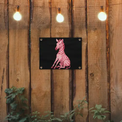 Zebra - Roze - Gestreept tuinposter los doek klein -sfeer1