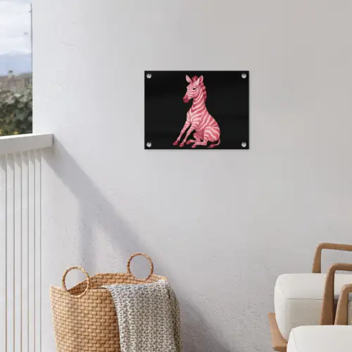 Zebra - Roze - Gestreept tuinposter los doek klein -sfeer8