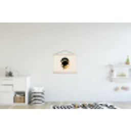 Abstract ontwerp - Zwarte cirkel - Verfvlekken textielposter latten blank klein -kinderkamer