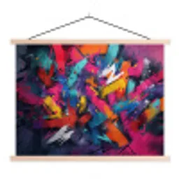 Abstract - Explosie - Neonkleuren textielposter latten blank klein -3d