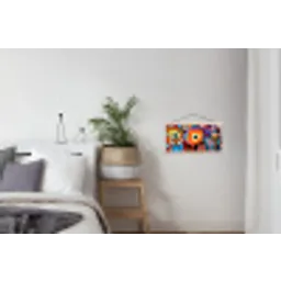 Abstract - Gezicht - Kleurrijk textielposter latten blank klein -woonkamer