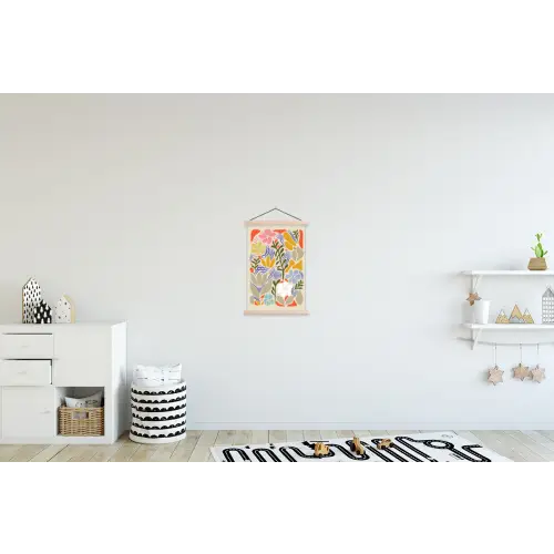 Abstract - Bloemen - Bladeren textielposter latten blank klein -kinderkamer