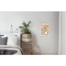 Abstract - Bloemen - Bladeren textielposter latten blank klein -woonkamer