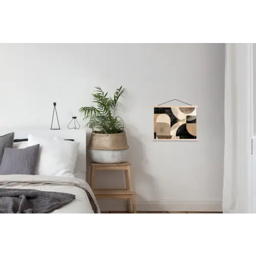 Abstract - Vormen - Modern - Beige textielposter latten blank klein -woonkamer