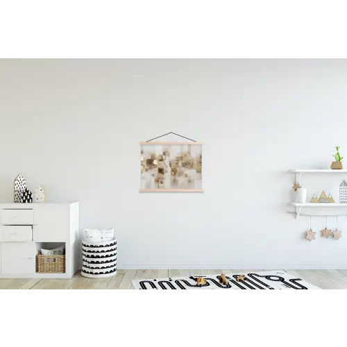 Abstracte vierkanten - Aardetonen - Mistig textielposter latten blank klein -kinderkamer