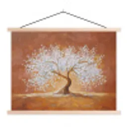 Abstract - Boom - Wit - Bladeren textielposter latten blank klein -3d